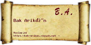 Bak Arikán névjegykártya